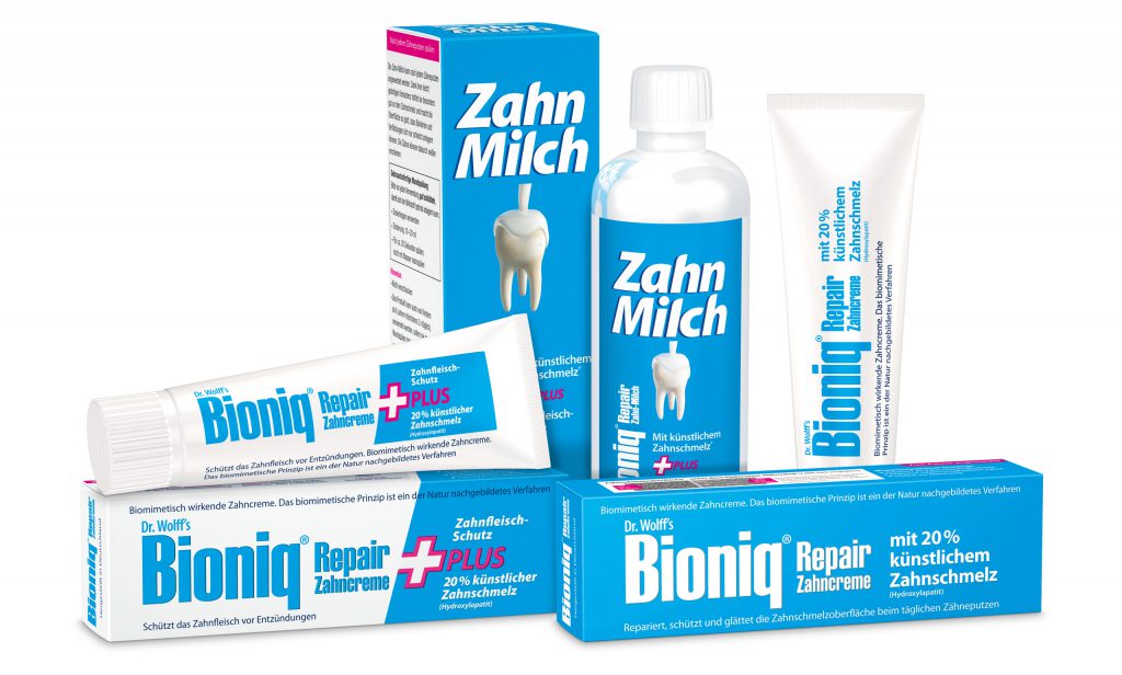 Bioniq Repair-Zahncreme, Bioniq Repair-Zahncreme Plus und Bioniq Repair Zahn-Milch